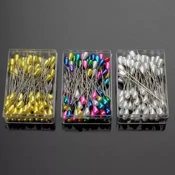 Красочные иглы для вышивки крестом, иглы для бисера/грушевидные иглы для бисера, 100 шт., коробочный набор, инструменты для шитья и квилтинга своими руками белый