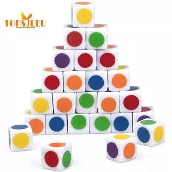 Красочные игральные кости — 10 шт., 16 мм, обучение основным и вторичным цветам, увлекательные обучающие игры, прочный акрил, 6-сторонние обучающие кубики для распознавания цветов 16mm