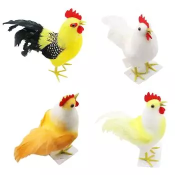 Красочные искусственные куриные перья, имитационные фигурки для праздничного декора, реалистичные куры для украшения сада 4