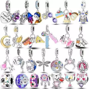 Красочные изысканные подвески-бусины из стерлингового серебра 925 пробы, светящиеся подвески в виде светлячка и лунного цветка, подходят к оригинальному новому браслету, ювелирные изделия