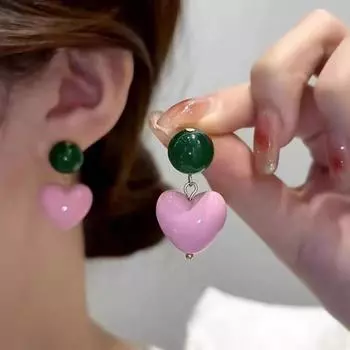 Красочные контрастные серьги-капли из смолы в форме сердца, милые стереоскопические женские висячие серьги с любовью