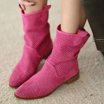 Красочные ковбойские летние сапоги для женщин, модные женские ботинки 2024 года на низком каблуке, большие размеры 35-42 RA-8010