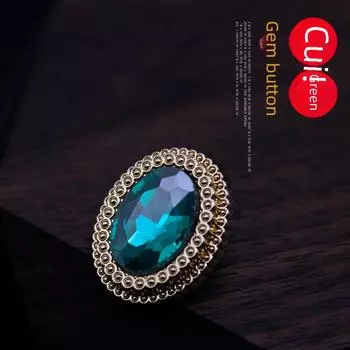 Красочные круглые и овальные металлические пуговицы с драгоценными камнями и узором из крупных бриллиантов для свитеров и кардиганов