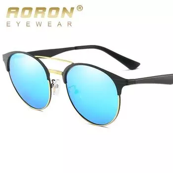 Красочные круглые очки для мужчин и женщин, модные поляризационные солнцезащитные очки, классические антибликовые очки для вождения на открытом воздухе, UV400, очки чёрный