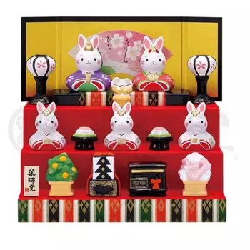 Красочные куклы-кролики 4см на 4см для фестиваля (трехъярусное украшение) [Рост мужчины, женщины] Кукольный розовый