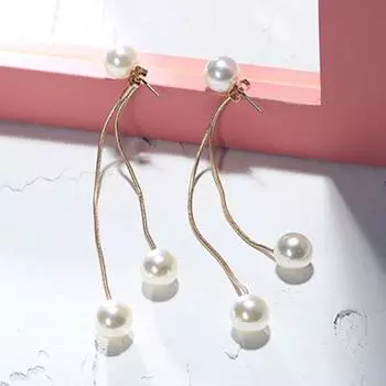 Красочные L 925 стерлингового серебра тренд имитация жемчуга длинные серьги свадебные серьги-подвески модные корейские ювелирные изделия серьги