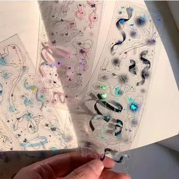 Красочные ленты голографические лазерные наклейки Diy Scraping Kawaii декоративные материалы идол карты альбом деко наклейки товары для рукоделия розовый