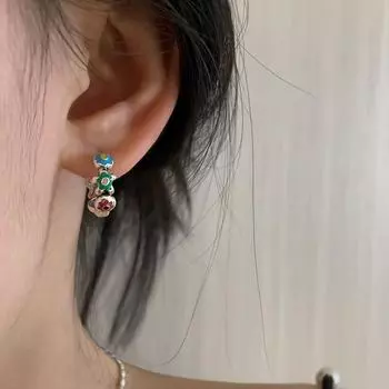 Красочные масляные серьги-цветы для женщин с индивидуальным и креативным дизайном