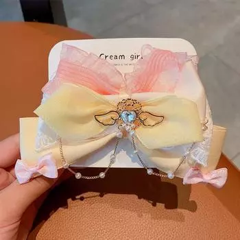 Красочные милые сетчатые заколки для волос с крыльями, марлевые аксессуары для волос, бант, заколка для волос принцессы, день рождения