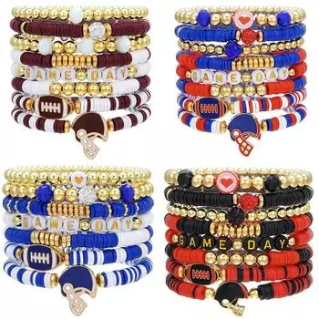 Красочные многослойные браслеты для регби, модный спортивный браслет ручной работы, день матча по регби style 2