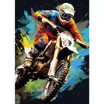 Красочные Мотоцикл Мотокросс Постеры для езды на мотоцикле Спорт Холст Картина Вдохновляющее Настенное искусство Комната для мальчиков Домашний декор 21cm30cm NoFrame