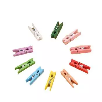 Красочные мультяшные деревянные фотозажимы с пеньковой веревкой для украшения стен 10 pieces