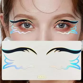 Красочные наклейки для макияжа глаз Лазерная подводка для глаз Брови Наклейки для лица Наклейки для Хэллоуина, Нового года, фестиваля, вечеринки Украшения FE2056