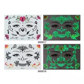 Красочные наклейки для макияжа глаз, светящаяся подводка для глаз, брови, наклейки для лица, наклейки на Хэллоуин, год, фестиваль, вечеринка, украшение