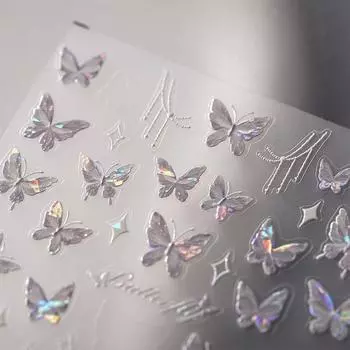 Красочные наклейки для ногтей в виде бабочек, блеск, рельеф, улучшение, клей, украшение для ногтей, салон, сделай сам, стереоскопический фиолетовый