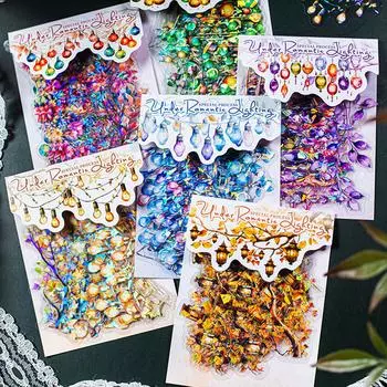 Красочные наклейки из ПЭТ, светящиеся наклейки в виде ракушек с цветным цветком для скрапбукинга в виде дневника своими руками C