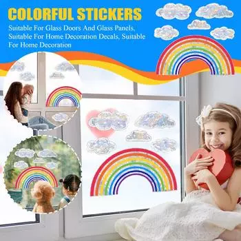 Красочные наклейки, Подходят для стеклянных дверей и стеклянных панелей, Подходят для наклеек для украшения дома, Подходят для украшения дома One Size