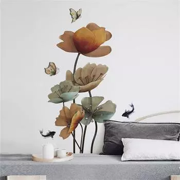 Красочные настенные наклейки 3D бабочка цветок карп водонепроницаемые съемные декоративные наклейки обои домашний декор спальня гостиная