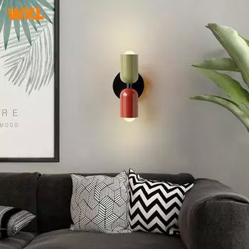 Красочные настенные светильники в скандинавском минималистичном стиле для современной спальни, прикроватной тумбочки, гостиной, детской комнаты, настенного светильника E27 для домашнего декора No light bulb