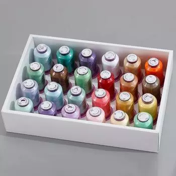 Красочные нитки для вышивания ручной работы, многоцветные, 24 цвета, 120D550 ярдов, набор глянцевых полиэстеровых ниток для вышивания