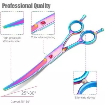 Красочные ножницы для ухода за домашними животными, эргономичная ручка, острые как бритва лезвия, удобные безопасные инструменты для стрижки шерсти домашних животных для собак, кошек