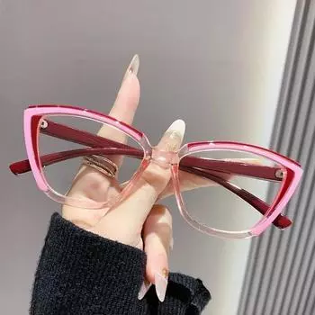 Красочные очки для чтения «кошачий глаз» для женщин, блокирующие синий свет, с большой оправой, очки для пресбиопии с диоптриями от +1.0 до +4.0 +150