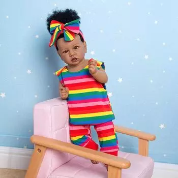 Красочные одетые KEIUMI Reborn детские куклы для ванны 57 см красивые черные волосы с корнями из кожи куклы для новорожденных детский подарок на день рождения 23 inch коричневый