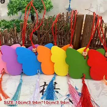 Красочные открытки с пожеланиями, деревянные пустые подвесные таблички с веревкой, молитвенные открытки в форме сердца, пятиугольные бабочки, бирки, поделки, декор, случайный