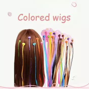 Красочные парики для девочек, украшение для волос в виде хвоста, заколки для волос принцессы, заплетенная коса, головные уборы, детские аксессуары для волос для девочек
