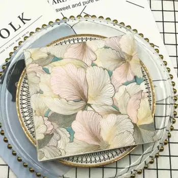 Красочные печатные салфетки с объемными цветами, квадратные салфетки для свадьбы, вечеринки в отеле, складные салфетки для лица, 20 шт./упак. 33*33 см