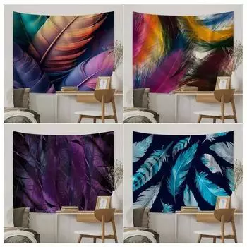 Красочные перья креативный фон ткань украшение стены дома гобелен офис гостиная гобелен 100x75cm