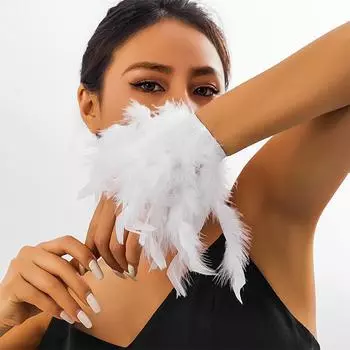Красочные перья манжеты для ногтей украшение браслет для фото маникюр перья сексуальные наручники маникюр аксессуары браслет белый
