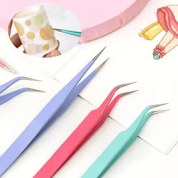 Красочные пинцеты из нержавеющей стали для рукоделия и приготовления макарон синий