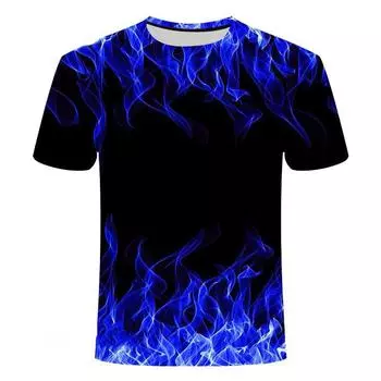 Красочные пламенные крутые футболки с 3D-принтом для мужчин и женщин, с круглым вырезом и коротким рукавом, свободные футболки Harajuku Y2k, топы, футболки, детская одежда S
