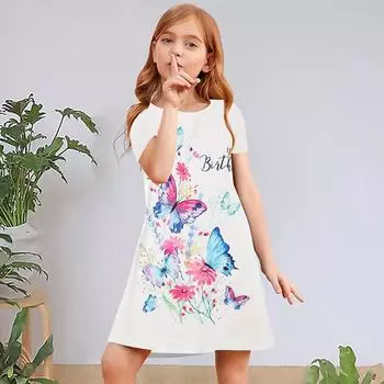 Красочные платья с 3D принтом бабочки для девочек, детское праздничное платье принцессы без рукавов для девочек, платье-майка с 3D принтом, черная роза 110 белый