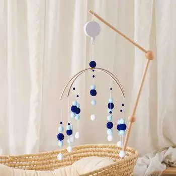 Красочные плюшевые шарики в скандинавском стиле, кроватка с колокольчиком и ремешком, забавная детская кровать, подвесная игрушка, реквизит для украшения детской комнаты