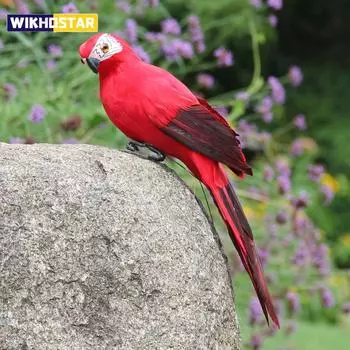 Красочные поддельные попугаи, искусственные модели птиц, для дома, сада, газона, дерева, декора, металлической кровати, платформы, солнечной статуи медведя red
