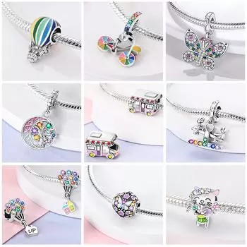 Красочные подвески для браслета, серебро 925 пробы, подходят оригинальные бусины, подвеска, подвеска, сделай сам, для женщин, ювелирные изделия, подарок