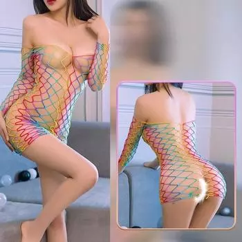 Красочные полосатые боди с вырезами для сексуального нижнего белья, черные чулки для всего тела, эротический костюм для взрослых женщин для секса