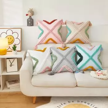 Красочные полотенца Вышитые подушки Вышитые диванные подушки Декоративные сочетания 45*45cm синий