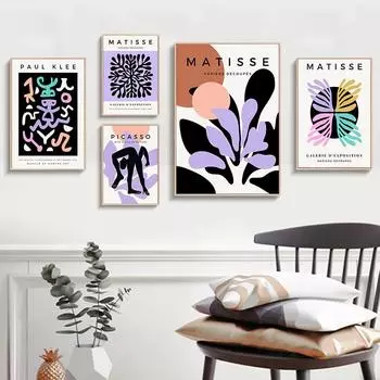 Красочные постеры Пауля Клее Пикассо Матисса с коралловым лицом и созвездием, настенная живопись на холсте, настенные панно для декора гостиной 21x30cm No Framed