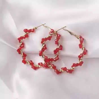 Красочные преувеличенные женские серьги-кольца, квадратные акриловые бусины, имитация ротанга, свертывающиеся серьги, круглые большие серьги, оптовая продажа, женские чёрный