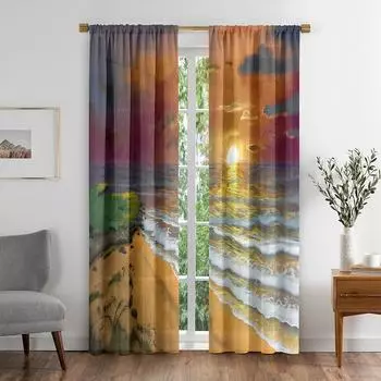 Красочные природные пейзажи SkyPrinting затемняющие шторы для окон для гостиной спальни ванной комнаты кухонной двери шкафа крючки для декора W50 X H130(CM)X2&Hook