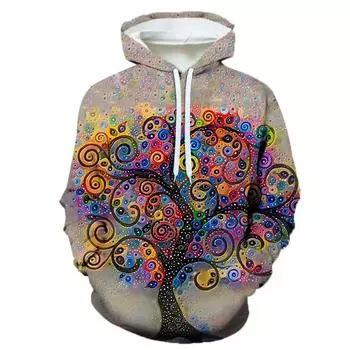 Красочные психоделические толстовки с изображением деревьев с 3D-печатью, женские повседневные модные толстовки с капюшоном, мужские толстовки с капюшоном, уличные пуловеры, пальто S