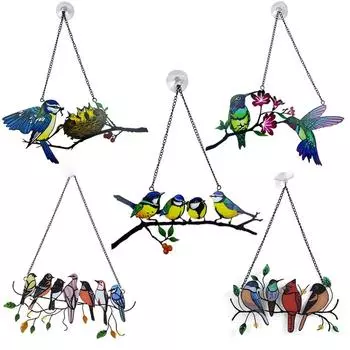Красочные птицы железные поделки колокольчики для балкона окна подвесные подвески металлические птицы колокольчики креативное украшение для дома