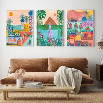 Красочные путешествия Египет верблюд настенное искусство подарок на новоселье холст картины постеры и принты настенные панно в стиле бохо для декора спальни (с рамкой) 15*20cm(with frame)