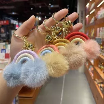 Красочные радужные брелки плюшевые шары радужные подвески модные радужные брелоки подарок другу Style 1