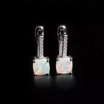 Красочные редкие драгоценные камни октября, серьги из натурального опала, серебро 925 пробы, подарки на день рождения для женщин и девочек m белый