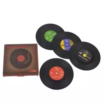 Красочные ретро виниловые пластинки подставки для дисков для напитков виниловые пластинки подставки для украшения журнального столика 10.5x10.5 cm&Round