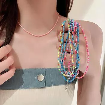 Красочные рисовые бусины, ожерелье из бисера, модное простое женское и мужское ожерелье в стиле бохо, очаровательное ожерелье из бисера для девочек, Y2K, стильные ювелирные изделия, подарки